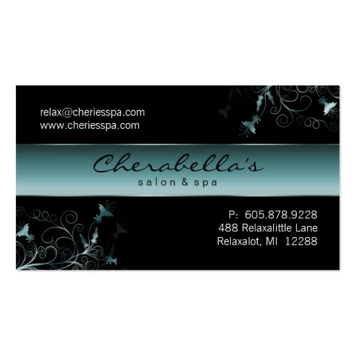 Spa - Salon Flower Elegant Teal Business Card (front side)