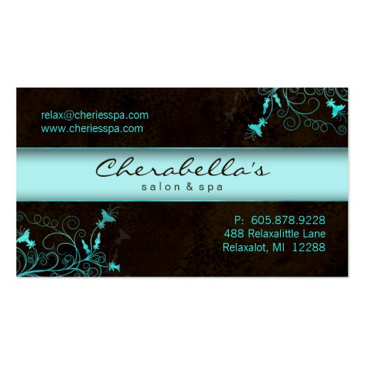 Spa - Salon Flower Elegant Turquoise Business Card