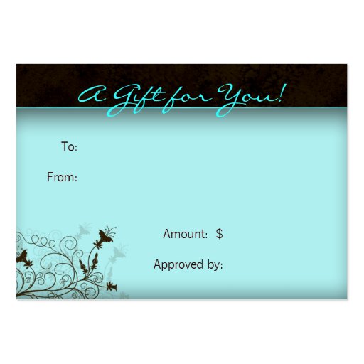 Spa - Salon Flower Elegant Turquoise Gift Card Business Card (back side)