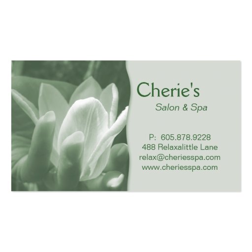 Spa - Salon Manicure Green Business Card (front side)