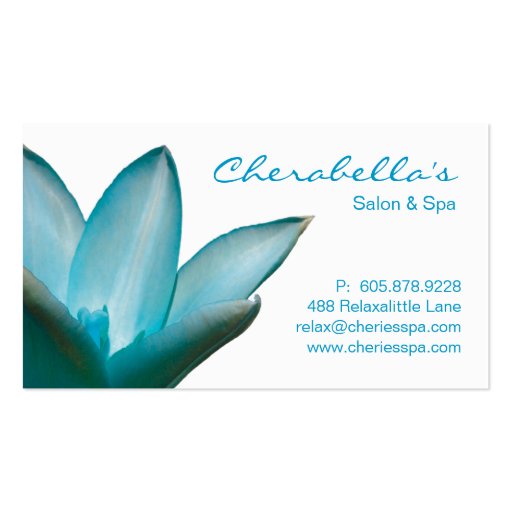 Spa - Salon Massage Therapy Business Card Blue (front side)