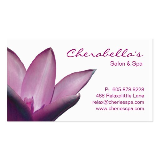 Spa - Salon Massage Therapy Business Card Violet (front side)