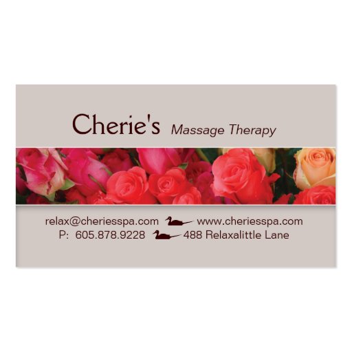 Spa - Salon Massage Therapy Roses Business Card (front side)