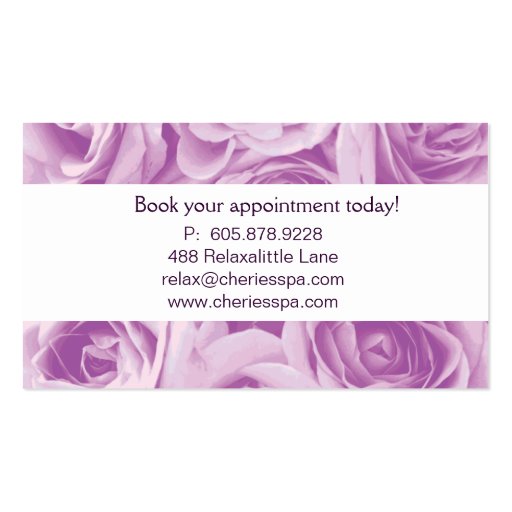 Spa - Salon Pink Roses Business Card (back side)