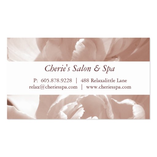 Spa - Salon sepia Flower Business Card (front side)