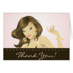 Spa Salon Thank You Card Pretty Pink Woman