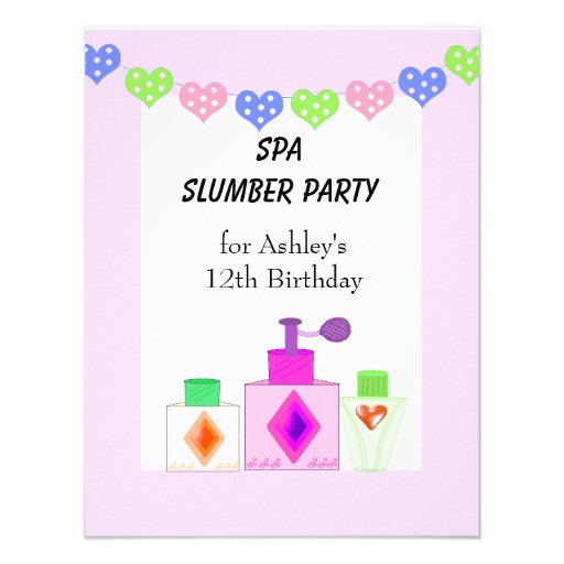Spa Slumber Party for Girls Personalized Invitations