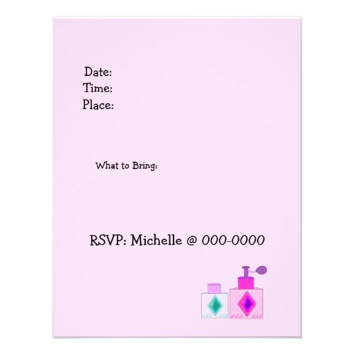 Spa Slumber Party for Girls Personalized Invitations
