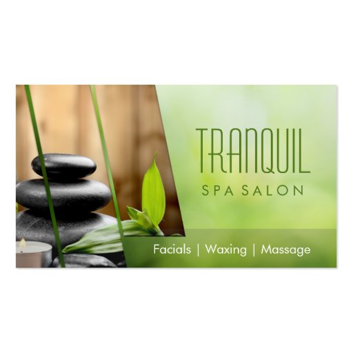 SPA Still Life Beautiful Green Massage Salon Business Card (front side)