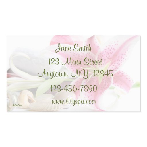 Spa Themed Business Card (back side)