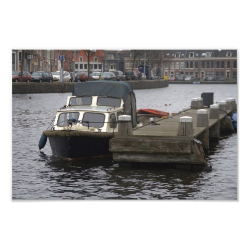 Boat on the Spaarne river in Haarlem
