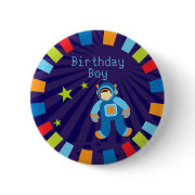 Space Age Happy Birthday Button button