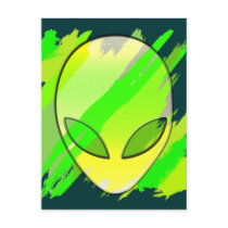 Space Alien Head Abstract Post Cards