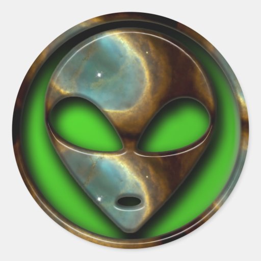 SPACE ALIEN ROUND STICKER