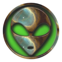 SPACE ALIEN ROUND STICKER