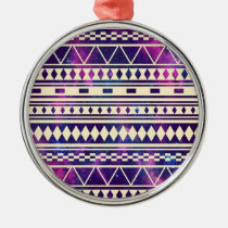andes, aztec, space, cool, trendy, stars, galaxy, pattern, illustration, funny, abstract, vintage, mayan, premium round ornament, Ornament with custom graphic design