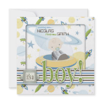 Space Baby Invitation Square