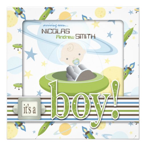 Space Baby Invitation Square B (front side)