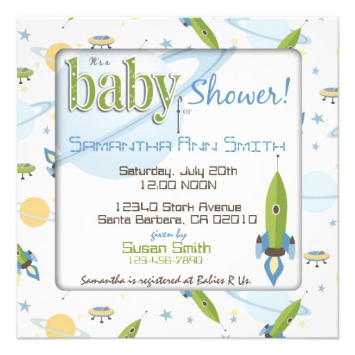 Space Baby Invitation Square B