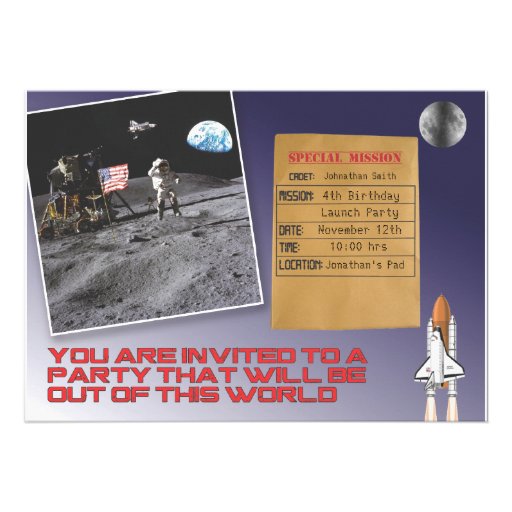 Space Birthday Party Invitations