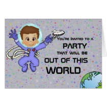 Space Boy Party Invitation cards