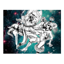 Space Chick and Octopus postcard postcards
