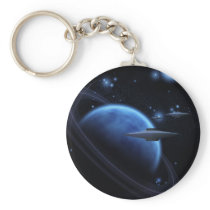 Space craft near gas giant keychains