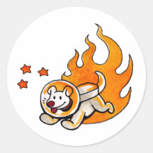 Space Dog Round Stickers