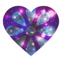 Space flower heart sticker