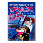 Space girl birthday cards