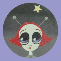 space melt round sticker stickers
