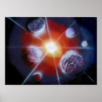 Space nova burst planets spraypainting print