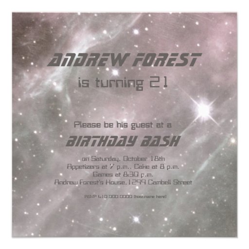 Space Party Birthday Invitation