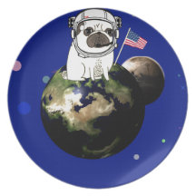 space pug dinner plate
