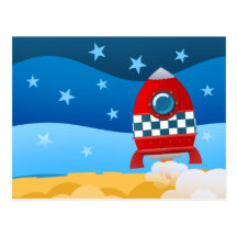 Space rocket - postcard