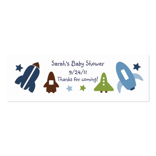 Space Rockets & Stars Favor/Tags Business Card (front side)