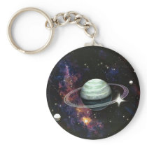 Space, Saturn Rings & Moons Key Chain