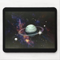 Space, Saturn Rings & Moons Mouse Pad