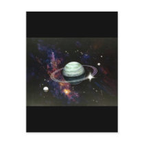Space, Saturn Rings & Moons Post Card