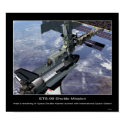 Space Shuttle Atlantis docked with posters