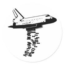 Space Shuttle Bomber Sticker by strk3 Space Shuttle Bomber Sticker