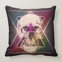Space skull throw pillow