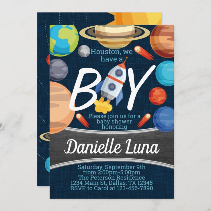 Space Solar System Baby Shower Invitation Zazzle