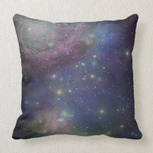 Space, stars, galaxies and nebulas throw pillows