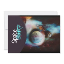Space theme party invitations - customize template
