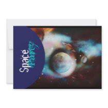 Space theme party invitations - customize template
