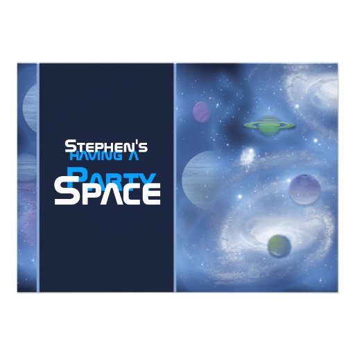 Space theme party invitations - customize template