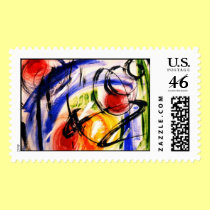 Space Travel Abstract Painting Stamp