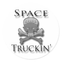 Space Truckin' blk Round Sticker
