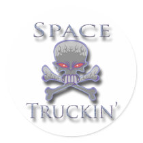 Space Truckin' blu Round Sticker